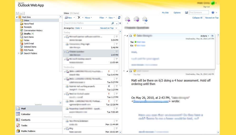 Microsoft Exchange Outlook Web App.