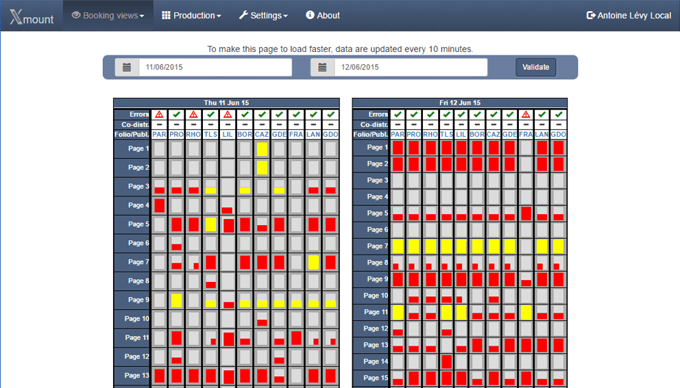 Preview of the advertising booking in Xmount