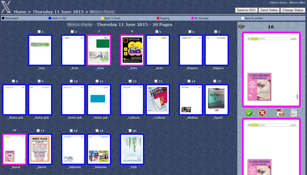 Flux de production des pages dans Xmount